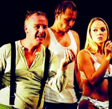 Nicky Ladanowski and Les Dennis in Cherished Disappointments in Love at the Soho Theatre