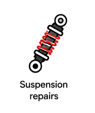 A black shock absorber with a red coil spring for professional vehicle suspension repairs.