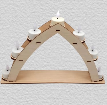 HANDGEFERTIGTER TEELICHTHALTER AUS HOLZ – BOGEN DESIGN BUCHS SG