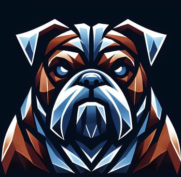 Logotipo colorido da V Legacy Consultoria com símbolo de buldogue