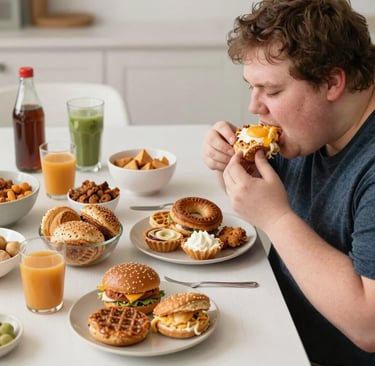 Junk food eaten by fat person