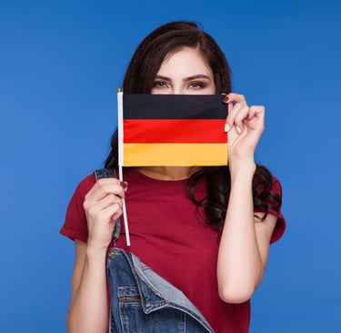 beautiful girl hold Germany flag