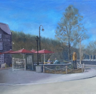 Original oil painting of the Royal Oak Hotel in Betws y Coed in North Wales