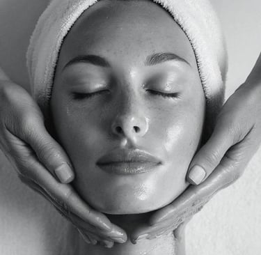 client relaxing during a deluxe facial therapy treatment
