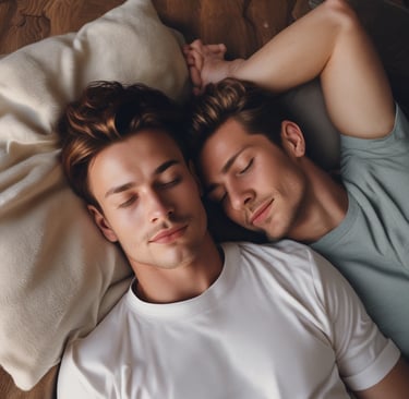 man and woman lying on bed