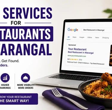 SEO Services for Restaurants in Warangal by Adhawx Solutions helping restaurants rank higher on Goog