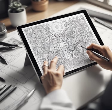 Vibrant digital animation artwork showcased on a tablet screen