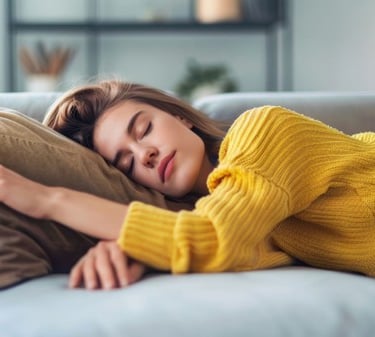 Mujer durmiendo en un sofá 
