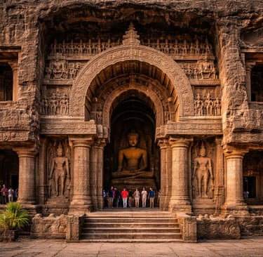 Ajanta caves golden glow
