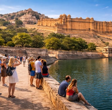 Amber fort by lake Maota, Jaipur