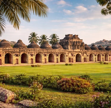 Elephant Stables at dusk in Hampi