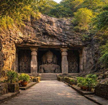 Elephanta caves near Mumbai on Elephanta Island