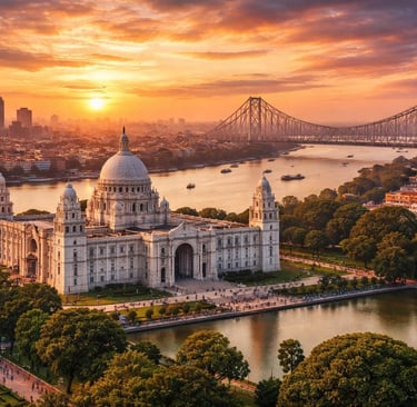 Victoria Memorial and Howrah Bridge