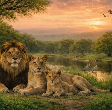 Lion's family at GIR forests in Gujarat