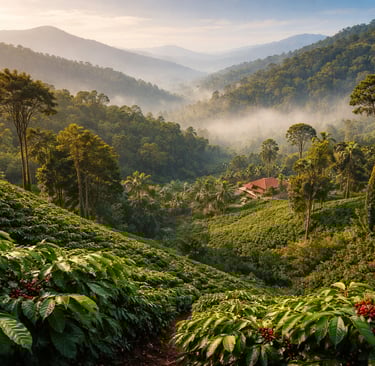 Misty morning at Chikmagalur plantation