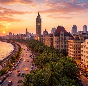 Mumbai's golden hour at Marine Drive