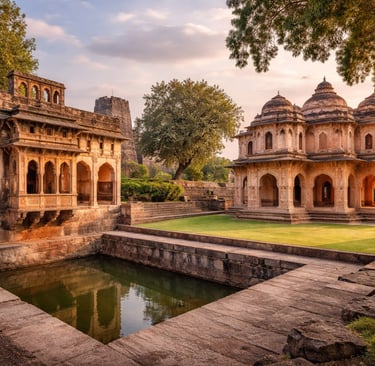 Queen’s Bath and Lotus Mahal -Historic Hampi Architecture