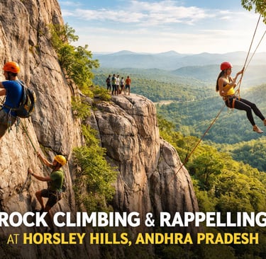 Rock climbing and rappelling at Horseley Hills, Andhra Pradesh