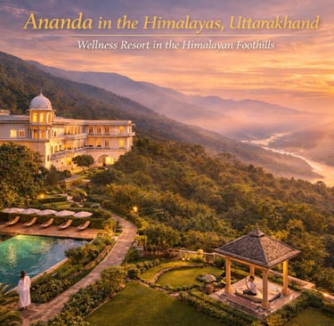 serene sunset at Ananda Resort in Himalayas