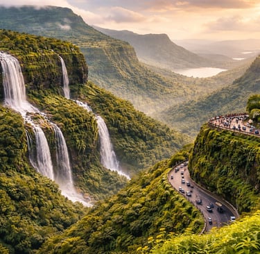 Twin waterfalls at Lonavala-Khandala hills