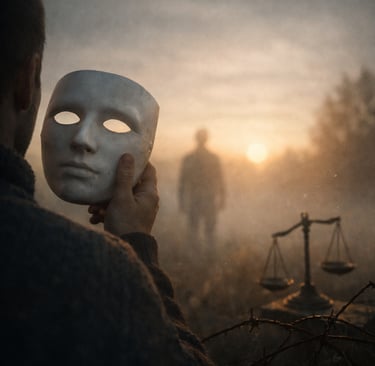 Masque à la main, piège invisible du travail sur soi, besoin de justice , difficulté de lâcher-prise