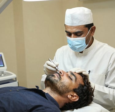 A relaxing scene of a Pakistani client enjoying a hydra facial treatment with calm, ambient lighting.