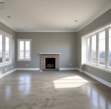 Custom stairway featuring a rich, deep red paint on the risers paired with natural wood treads, highlighting detailed craftsmanship.