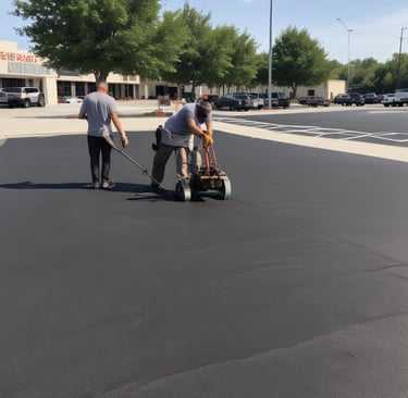 A commercial building exterior undergoing pressure washing, with water jet clearing away dirt.