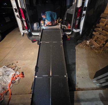 Completing a install of our van's loading ramp