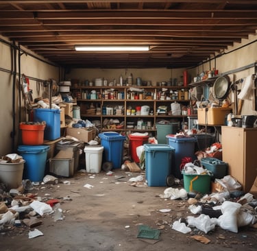 Before and after of a gutter free of leaves and debris on a sunny day