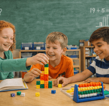 kids using math manipulatives
