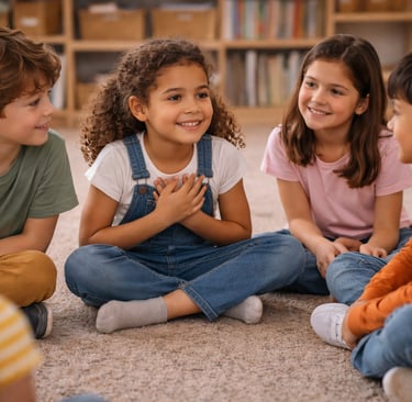 kids seated on a carpet png