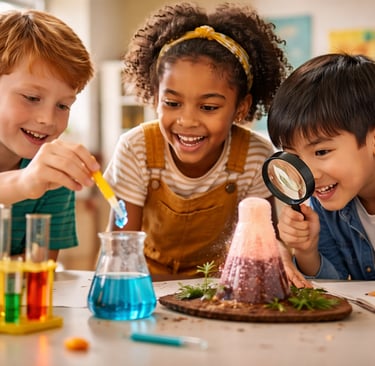 kids in action as young scientists