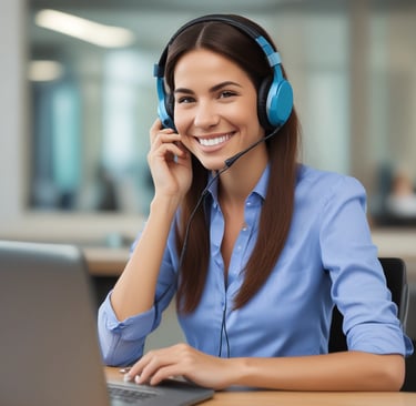 Smiling customer service team assisting a friendly client in a modern laundromat
