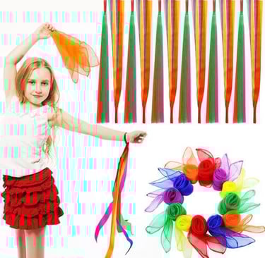 Niña pequeña jugando con pañuelos coloridos