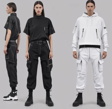 mujer y hombre con look techno rave