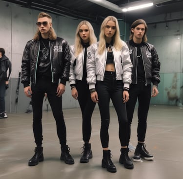 grupo de chicos con su ropa techno rave