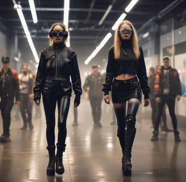 chicos y chicas buscando ropa para ir a una rave fiesta techno