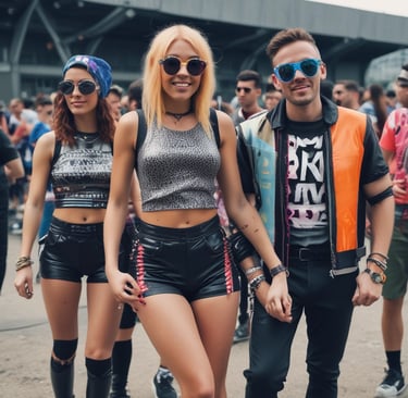 gente escogiendo la ropa para ir a una rave fiesta techno