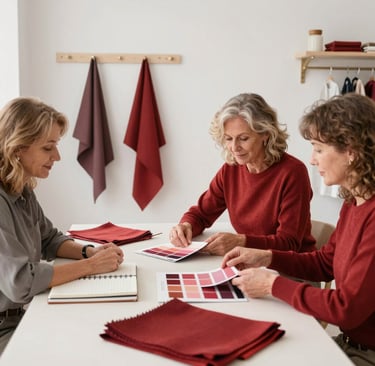 A cozy community event with people sharing ideas around a large table.