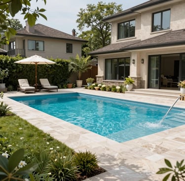 Outdoor landscaping that complements the home’s finishing with neat stone pathways and subtle greenery.