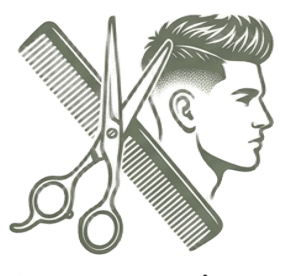 Icône ciseaux et profil pour coupe homme moderne au salon l'Arabesque à Guilherand.
