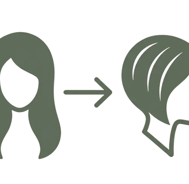 Icône avant-après pour coupe transformation au salon l'Arabesque à Guilherand-Granges.