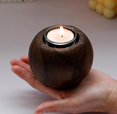 Portavelas de madera, soporte redondo de madera, soporte para velas de té, soporte de exhibición cre