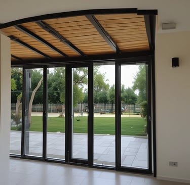 Stylish doors enhancing the entrance of a residence.