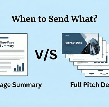 Comparison of one-page summary versus full pitch deck usage