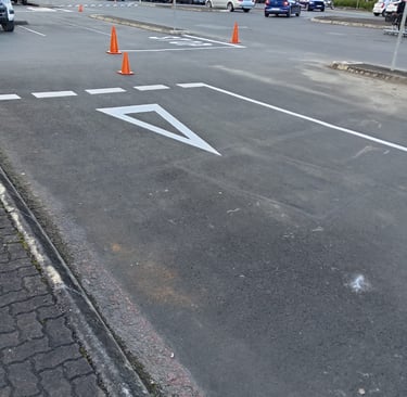 Road marking at shopping centre