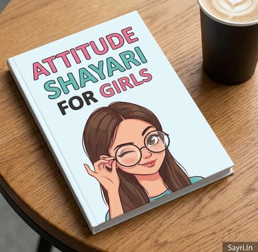 Attitude Shayari for Girls book cover with a winking cartoon girl next to a coffee cup.