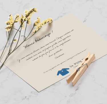 Carte de remerciement personnalisée : visuel de la marque La Ptite Lily par fidéliser les clients