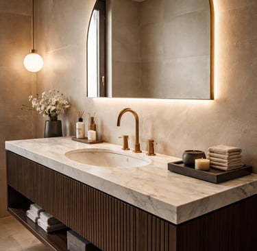 Badkamerrenovatie Costa Blanca met natuursteen tegels